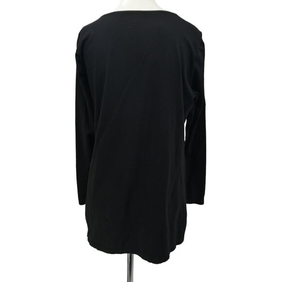 Neon Buddha Color Block Long Sleeve Tunic Shirt Size M Stretch T Shirt Black - Picture 11 of 14